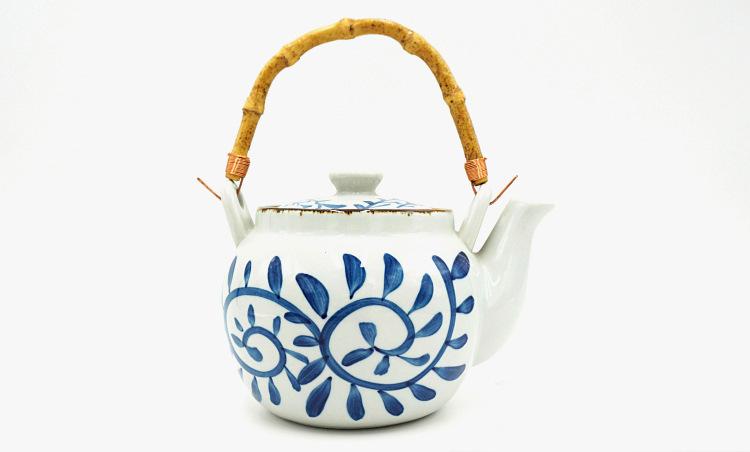酒店餐具 创意手绘 陶瓷茶具 日式和风茶壶水壶 勾藤系列厂家直销